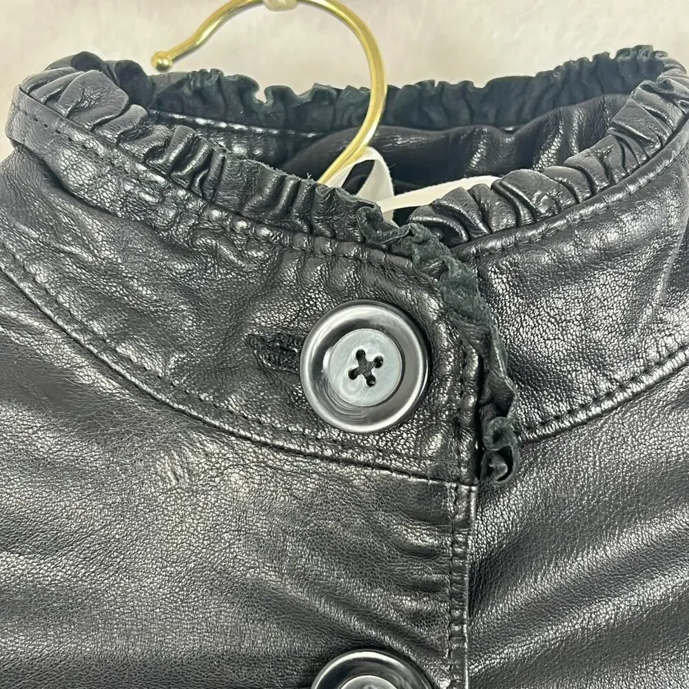 GAP Kids Black Goat Leather Jacket Girl's Size M (8)